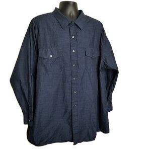 Synrgy Long Sleeve Dress Shirt Navy Blue Cotton Casual Professional DXL 3XL-4XL